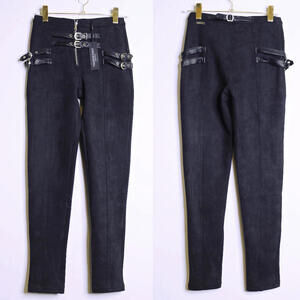 NWT Maniere De Voir Black Black Suede Buckle Leggings - 4